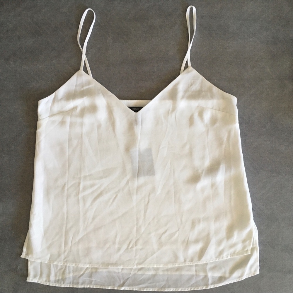 Forever21 Layered Polyester White/Cream tank